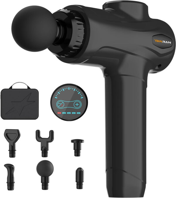 689366e3c6e7a0154c11f345c0e7c64586eafbcbc8d1c8bc5ca55.jpg YANRAN Deep Tissue Massage Gun Portable, Percussion Massage Gun with 7 Levels & 6 Massage Heads, Electric Massager for Muscles Pain Relief, Gifts for Men Women Athletes for Sports and Relaxation