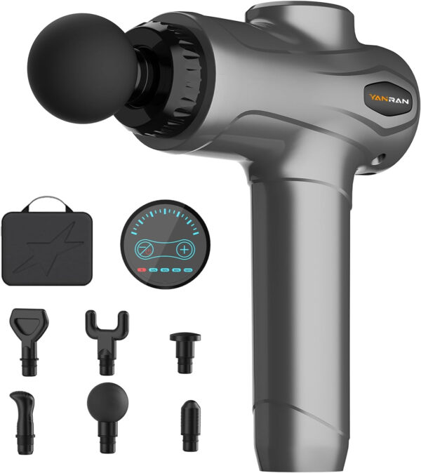 689366eb58bd80fb4b801f3f9be512c087e7063348c81f58ace0f.jpg YANRAN Deep Tissue Massage Gun Portable, Percussion Massage Gun with 7 Levels & 6 Massage Heads, Electric Massager for Muscles Pain Relief, Gifts for Men Women Athletes for Sports and Relaxation