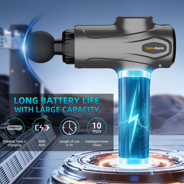 689366ec97feab32740e8136281c79f513c7228c8ad53c79ac136.jpg YANRAN Deep Tissue Massage Gun Portable, Percussion Massage Gun with 7 Levels & 6 Massage Heads, Electric Massager for Muscles Pain Relief, Gifts for Men Women Athletes for Sports and Relaxation