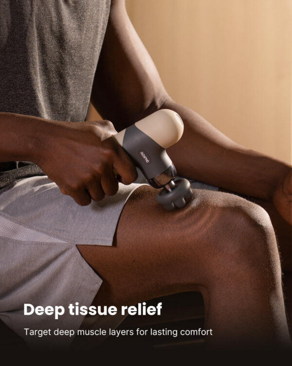 RENPHO Mini Thermal Massage Gun with Heat, Portable Deep Tissue Percussion Massager, Color Silicone Sleeves Travel Size with Carry Case, Grey