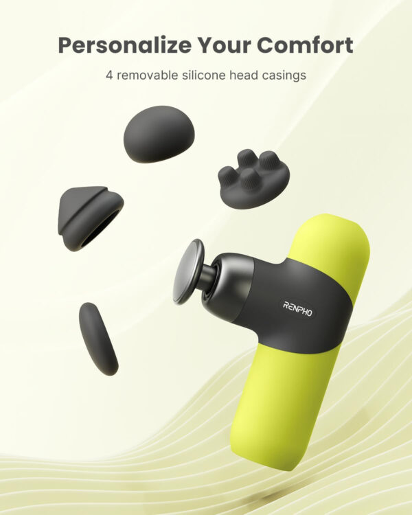 RENPHO Mini Thermal Massage Gun with Heat, Portable Deep Tissue Percussion Massager, Color Silicone Sleeves Travel Size with Carry Case, Grey