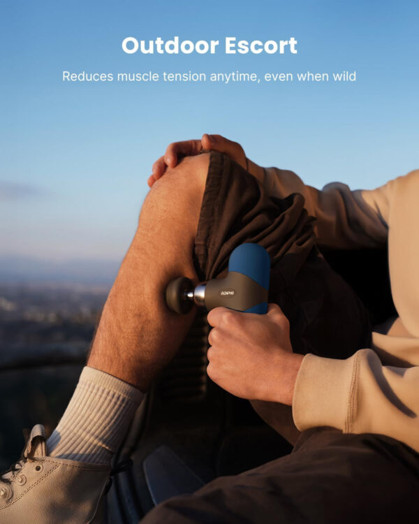 RENPHO Mini Thermal Massage Gun with Heat, Portable Deep Tissue Percussion Massager, Color Silicone Sleeves Travel Size with Carry Case, Grey