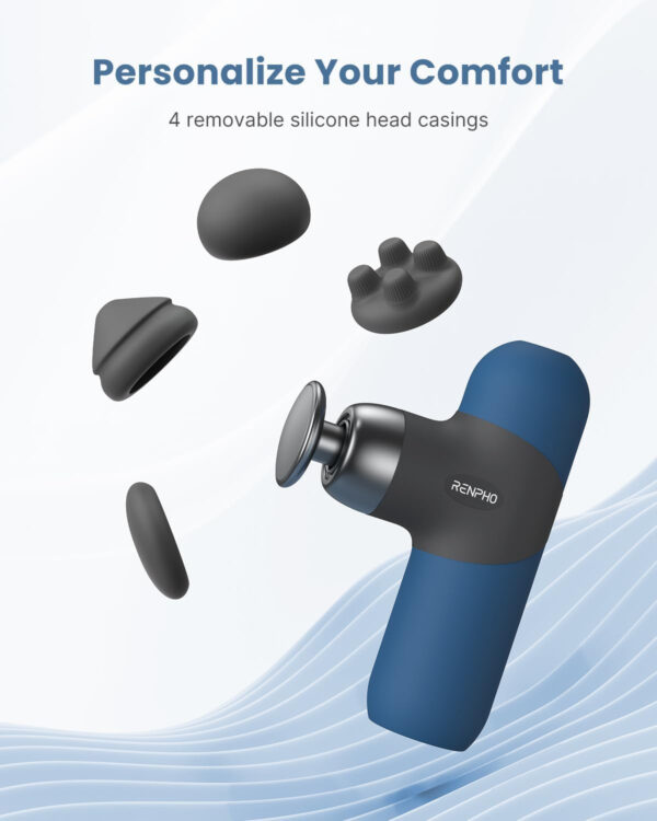 RENPHO Mini Thermal Massage Gun with Heat, Portable Deep Tissue Percussion Massager, Color Silicone Sleeves Travel Size with Carry Case, Grey
