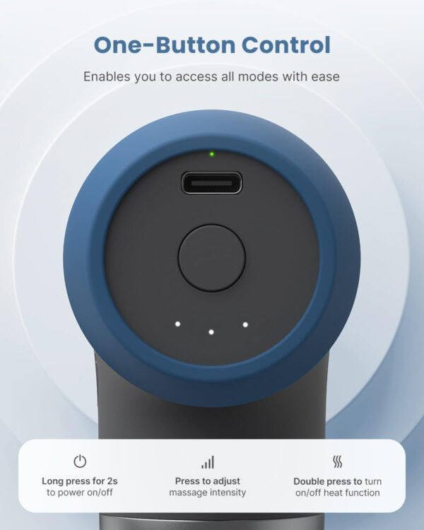 RENPHO Mini Thermal Massage Gun with Heat, Portable Deep Tissue Percussion Massager, Color Silicone Sleeves Travel Size with Carry Case, Grey