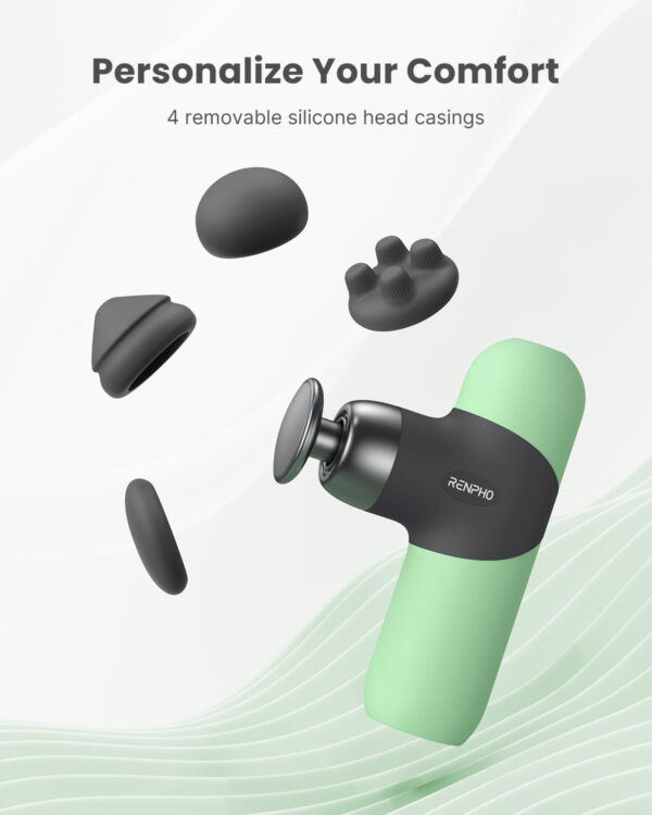 RENPHO Mini Thermal Massage Gun with Heat, Portable Deep Tissue Percussion Massager, Color Silicone Sleeves Travel Size with Carry Case, Grey