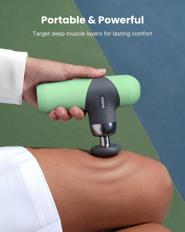 RENPHO Mini Thermal Massage Gun with Heat, Portable Deep Tissue Percussion Massager, Color Silicone Sleeves Travel Size with Carry Case, Grey