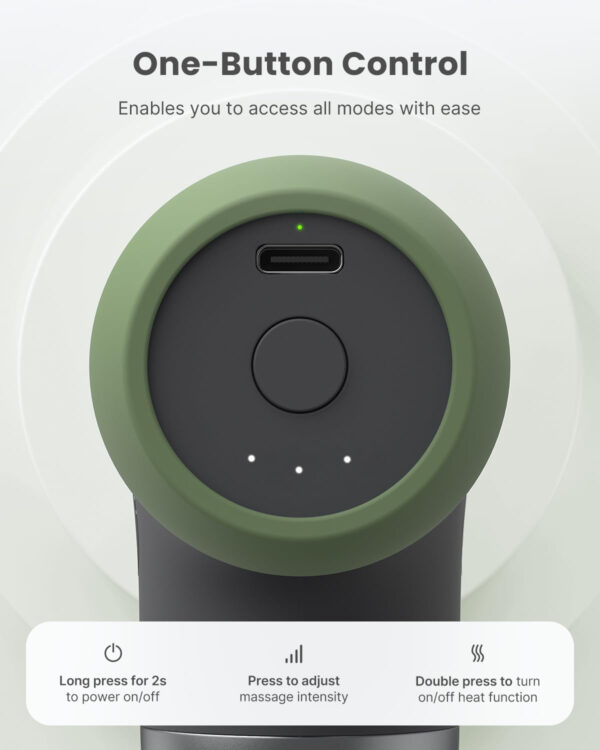 RENPHO Mini Thermal Massage Gun with Heat, Portable Deep Tissue Percussion Massager, Color Silicone Sleeves Travel Size with Carry Case, Grey