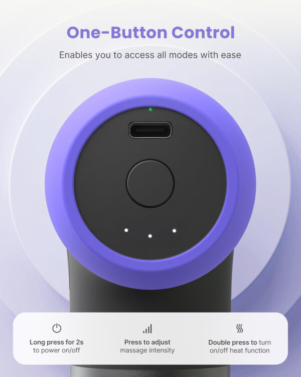 RENPHO Mini Thermal Massage Gun with Heat, Portable Deep Tissue Percussion Massager, Color Silicone Sleeves Travel Size with Carry Case, Grey