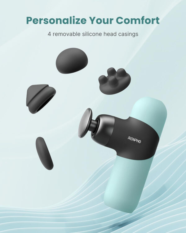 RENPHO Mini Thermal Massage Gun with Heat, Portable Deep Tissue Percussion Massager, Color Silicone Sleeves Travel Size with Carry Case, Grey