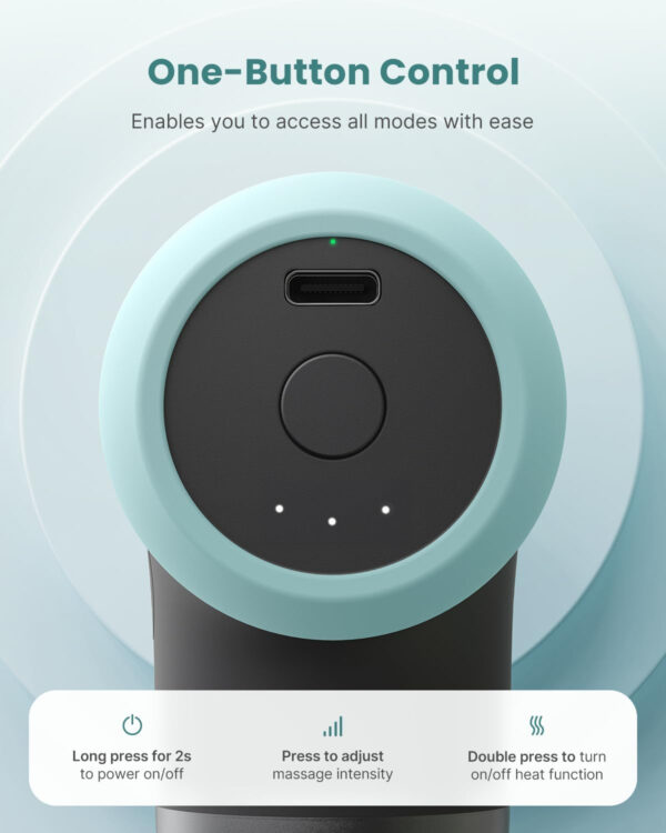 RENPHO Mini Thermal Massage Gun with Heat, Portable Deep Tissue Percussion Massager, Color Silicone Sleeves Travel Size with Carry Case, Grey