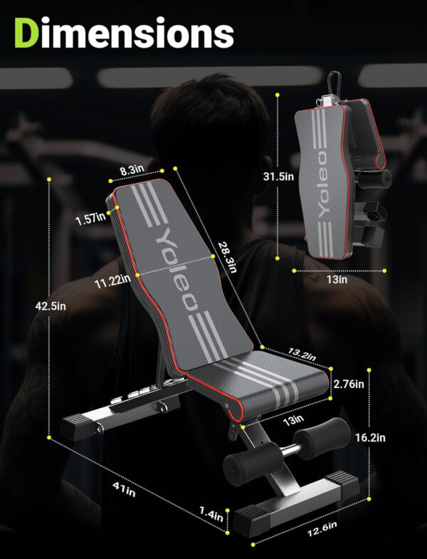 68936a2c108c9863b33187000f1908ea786c3f8c9d7f7fc4e1bb2.jpg Yoleo Adjustable Weight Bench for Full Body Workout Foldable Bench Press Bench of Home Gym Strength Training Incline Decline Flat Utility Workout Bench with Quick Folding& Fast Adjustment (Black)