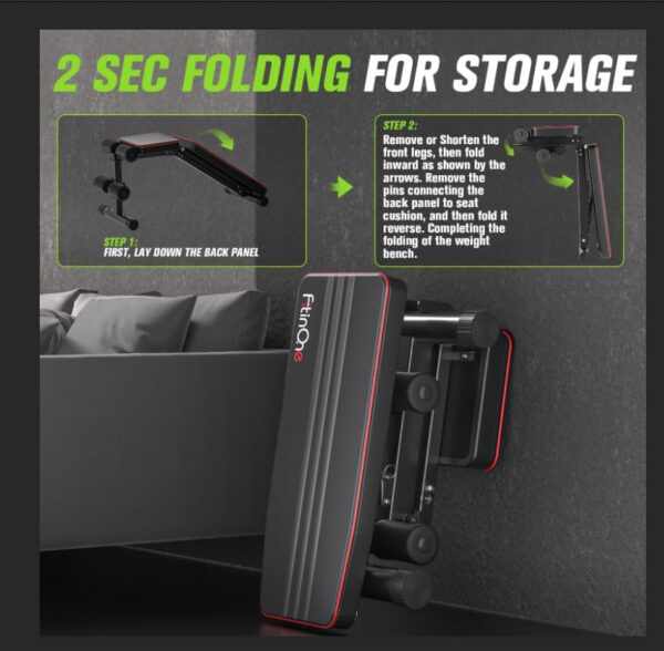 Adjustable Folding Weight Bench for Home Gym, 660 lbs Capacity Multi-Functional Workout Bench Sturdy Durable for Full Body