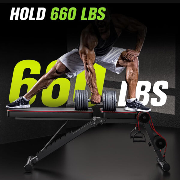 Adjustable Folding Weight Bench for Home Gym, 660 lbs Capacity Multi-Functional Workout Bench Sturdy Durable for Full Body