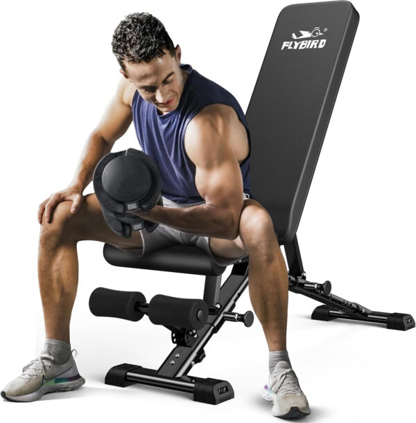 68936a9691a85c75dcbc430bd747a8de4e0a80428bad9a6fc40e7.jpg FLYBIRD Weight Bench, Adjustable Strength Training Bench for Full Body Workout with Fast Folding-New Version