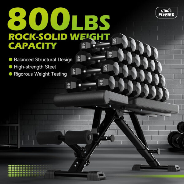 68936a9916276f20697a40c7cc11f68c3a1c105999f6481211873.jpg FLYBIRD Weight Bench, Adjustable Strength Training Bench for Full Body Workout with Fast Folding-New Version