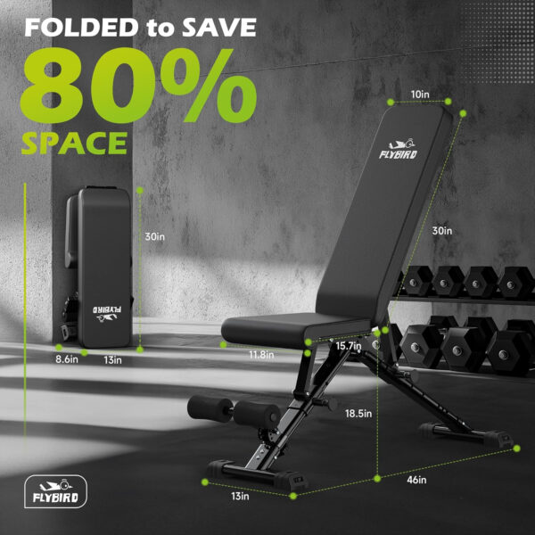 68936a9db5c10371b98810630ad9b6d3b0d77dce980720943e12d.jpg FLYBIRD Weight Bench, Adjustable Strength Training Bench for Full Body Workout with Fast Folding-New Version