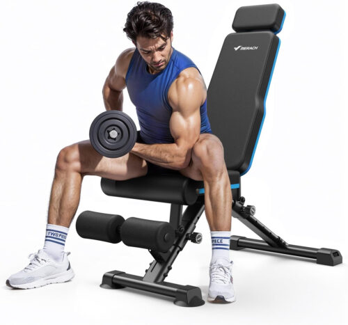 MERACH Adjustable Weight Bench, 990LBS Fast Folding Weight Benches for Home Gym, Workout Bench with Extended Head Support, Incline Decline Flat Utility Bench Press for Full Body