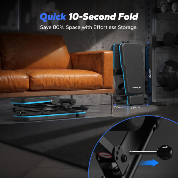 MERACH Adjustable Weight Bench, 990LBS Fast Folding Weight Benches for Home Gym, Workout Bench with Extended Head Support, Incline Decline Flat Utility Bench Press for Full Body