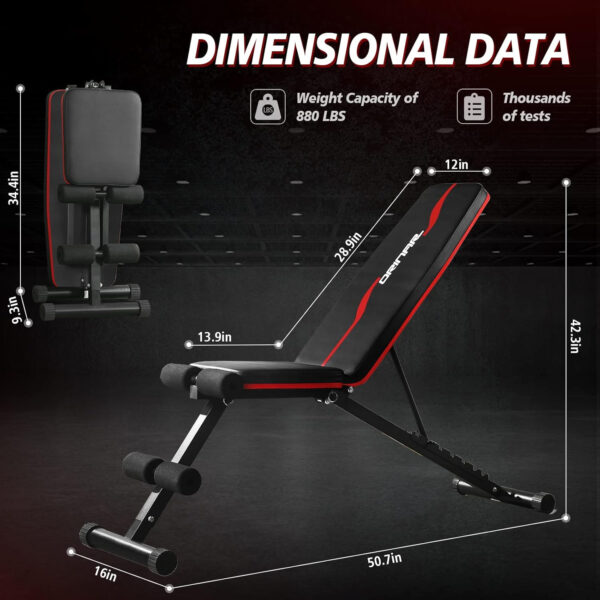 Weight Bench Press, Strength Training Adjustable Workout Benches for Full Body, Gym Benches for Incline Decline Exercise