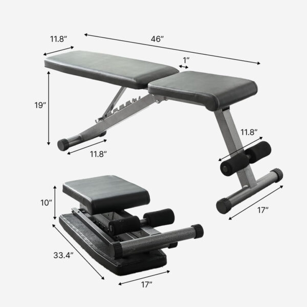 68936b32eab0e8b264617dbed92f0fc76b4ba932f948e6cf46163.jpg Finer Form 5-in-1 Weight Bench, Adjustable & Foldable for Bench Press, Strength Training and Full Body Workout. Perfect for Dumbbell Sets or an Adjustable Dumbbell Set in Your Home Gym.