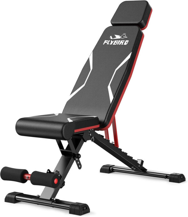 68936b4f842d32b79fc508fd9830546cb920abc9fb4ab0243f825.jpg FLYBIRD Adjustable Weight Bench Fits up to 6'5'', 750LBS Capacity for Full Body Workout, 27LBS Sturdy Foldable Bench Press for Home Gym, 5X Stable Lifting Bench Incline Decline Flat Dumbbell Exercise