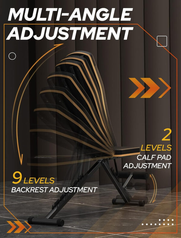 Assemble-Free Foldable Weight Bench Press for Home Gym, 660 LBS Capacity Incline Decline, Sit-up Bench for Full-Body Strength Training