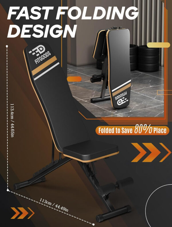 Assemble-Free Foldable Weight Bench Press for Home Gym, 660 LBS Capacity Incline Decline, Sit-up Bench for Full-Body Strength Training