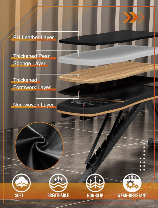 Assemble-Free Foldable Weight Bench Press for Home Gym, 660 LBS Capacity Incline Decline, Sit-up Bench for Full-Body Strength Training