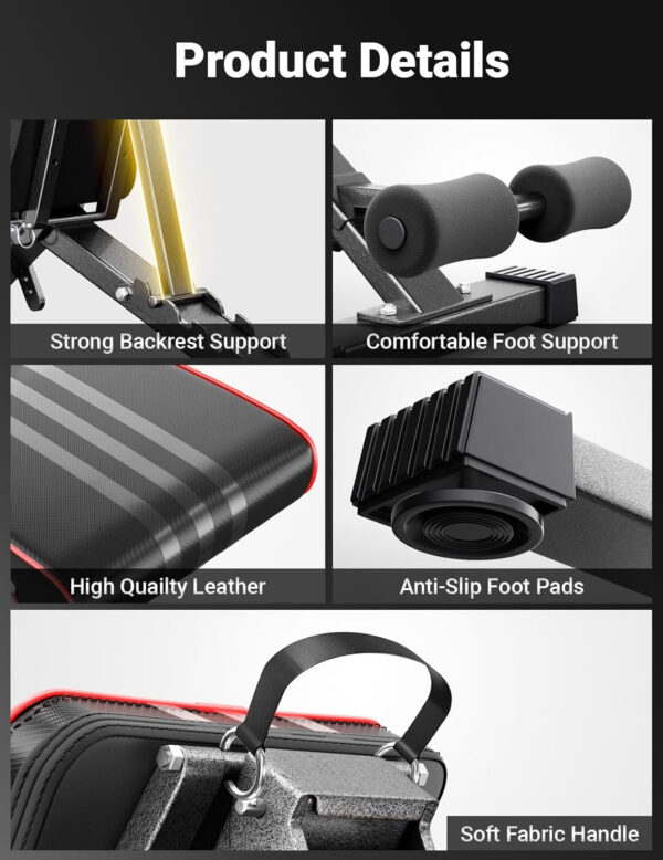 68936bf4559daf0e6e352342bf8bd15c54d4d3342b8bab2d9b1ef.jpg Yoleo Adjustable Weight Bench, 660LB Foldable Workout Bench with Extended Head/Neck Protection/Spine Support for Bench Press, Fast Folding Incline Decline Flat Bench