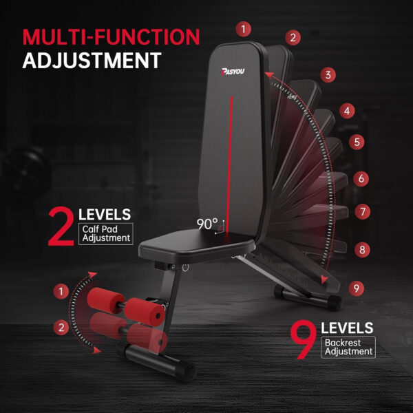 PASYOU Adjustable Weight Bench Full Body Workout Multi-Purpose Foldable Incline Decline Exercise Workout Bench for Home Gym