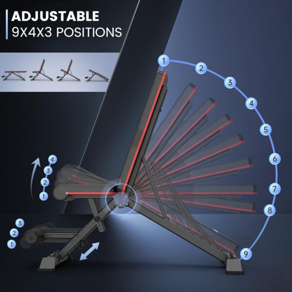 PASYOU Adjustable Weight Bench Full Body Workout Multi-Purpose Foldable Incline Decline Exercise Workout Bench for Home Gym