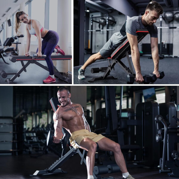 PASYOU Adjustable Weight Bench Full Body Workout Multi-Purpose Foldable Incline Decline Exercise Workout Bench for Home Gym