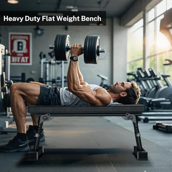 Adjustable Height Foldable Flat Weight Bench - 1300lb Heavy Duty Workout Bench for Home Gym Strength Training, Full Body & Ab Workouts