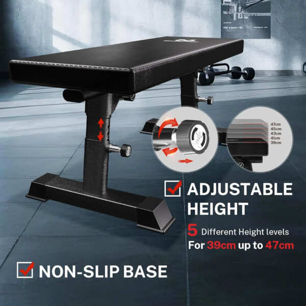 Adjustable Height Foldable Flat Weight Bench - 1300lb Heavy Duty Workout Bench for Home Gym Strength Training, Full Body & Ab Workouts