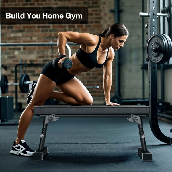 Adjustable Height Foldable Flat Weight Bench - 1300lb Heavy Duty Workout Bench for Home Gym Strength Training, Full Body & Ab Workouts