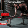 Adjustable Height Foldable Flat Weight Bench - 1300lb Heavy Duty Workout Bench for Home Gym Strength Training, Full Body & Ab Workouts