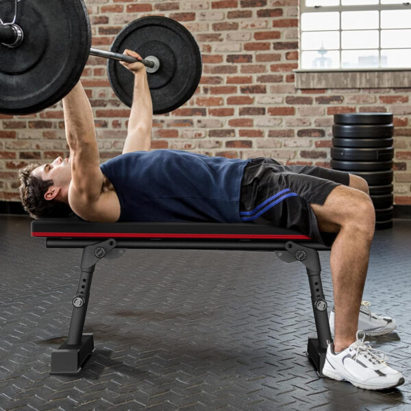 Adjustable Height Foldable Flat Weight Bench - 1300lb Heavy Duty Workout Bench for Home Gym Strength Training, Full Body & Ab Workouts