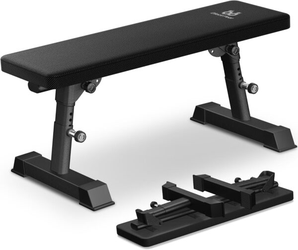 Adjustable Height Foldable Flat Weight Bench - 1300lb Heavy Duty Workout Bench for Home Gym Strength Training, Full Body & Ab Workouts