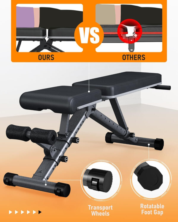 BARWING Adjustable Weight Bench Workout Bench, 1000 LB Heavy Duty Incline Decline Bench for Home Gym, Easy Assembly Foldable Training Lifting Bench, Ultra Short Gap 2025 New Version