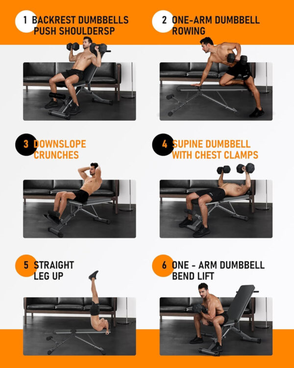 BARWING Adjustable Weight Bench Workout Bench, 1000 LB Heavy Duty Incline Decline Bench for Home Gym, Easy Assembly Foldable Training Lifting Bench, Ultra Short Gap 2025 New Version