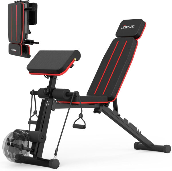 68936d39870eccc1b386f34c1c408f6854b214f0410ffeaeb44bb.jpg JOROTO Adjustable Weight Bench Foldable Workout Bench with Leg Extension and Preacher Curl Incline Decline Exercise Bench Press 772LBS Load Strength Training Benches for Home Gym Full Body Workout