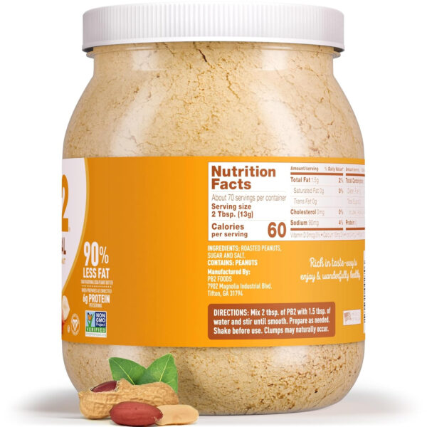PB2 Pure Peanut Butter Powder - [2 lb/32 oz Jar] - No Added Sugar, No Added Salt, No Added Preservatives - 100% All Natural Roasted Peanuts - 6g of Plant-Based Protein