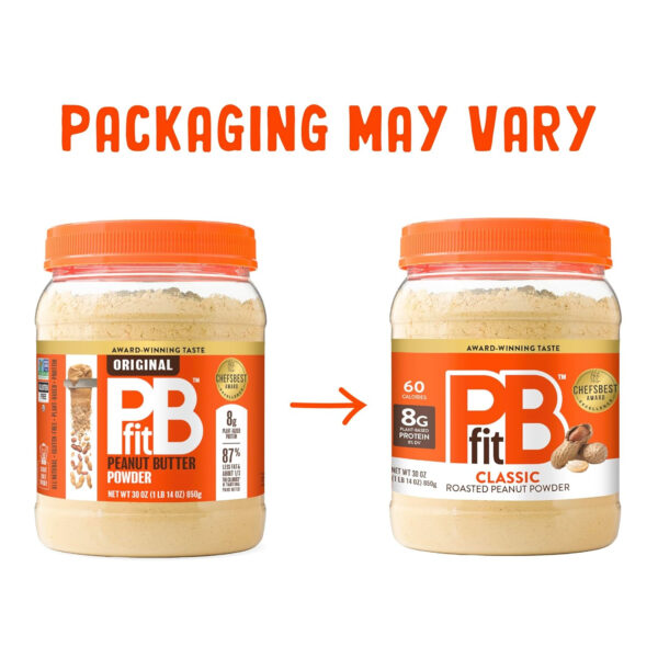 6893723ee5583fcf7b9cc433a0cdcbaa6e654beb9d88ccfa57165.jpg PBfit 30 Ounce Classic Peanut Butter Powder, Powdered Peanut Butter Spread From Real Roasted Peanuts, 8g of Protein 8% DV, Gluten-Free, 60 calories, 87% less fat (Pack of 1)