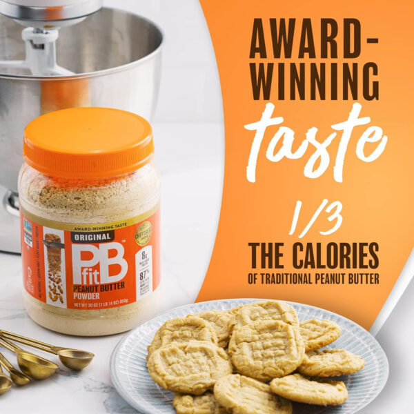 6893724206b60f68b5211f600d5c672199dd884691d17d4f86c0e.jpg PBfit 30 Ounce Classic Peanut Butter Powder, Powdered Peanut Butter Spread From Real Roasted Peanuts, 8g of Protein 8% DV, Gluten-Free, 60 calories, 87% less fat (Pack of 1)