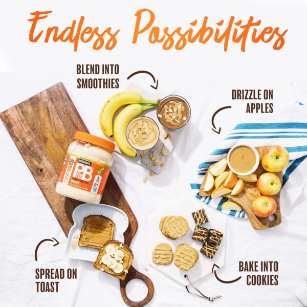 689372436abec2d59da40b6016849c5f6ff1092c31460d20135b8.jpg PBfit 30 Ounce Classic Peanut Butter Powder, Powdered Peanut Butter Spread From Real Roasted Peanuts, 8g of Protein 8% DV, Gluten-Free, 60 calories, 87% less fat (Pack of 1)