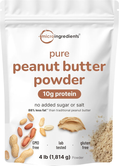 Pure PB Peanut Butter Powder, 4lbs (64oz) | 10g Protein & 88% Less Fat | No Added Sugar or Salt from Natural Fresh Roasted Peanuts | Mixes Easily for Peanut Butter Spread & Protein Powder | Non-GMO