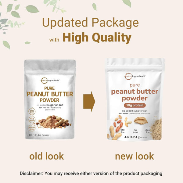 Pure PB Peanut Butter Powder, 4lbs (64oz) | 10g Protein & 88% Less Fat | No Added Sugar or Salt from Natural Fresh Roasted Peanuts | Mixes Easily for Peanut Butter Spread & Protein Powder | Non-GMO