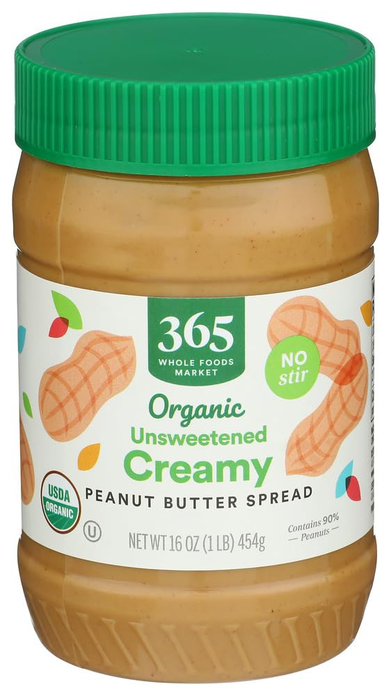365 by Whole Foods Market, Organic Unsweetened Peanut Butter, 16 Ounce