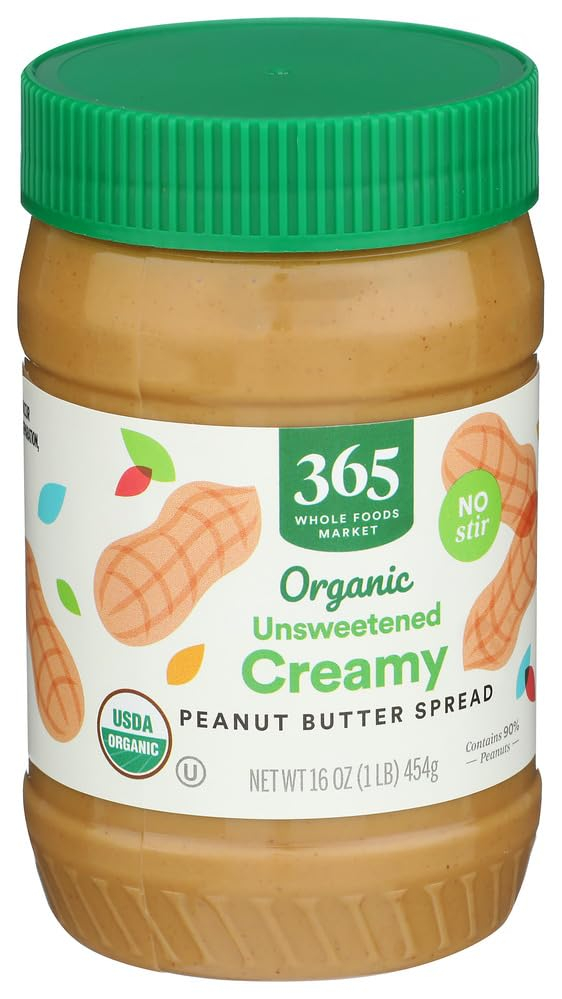 365 by Whole Foods Market, Organic Unsweetened Peanut Butter, 16 Ounce