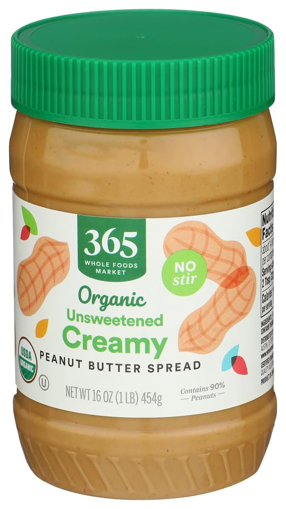 365 by Whole Foods Market, Organic Unsweetened Peanut Butter, 16 Ounce